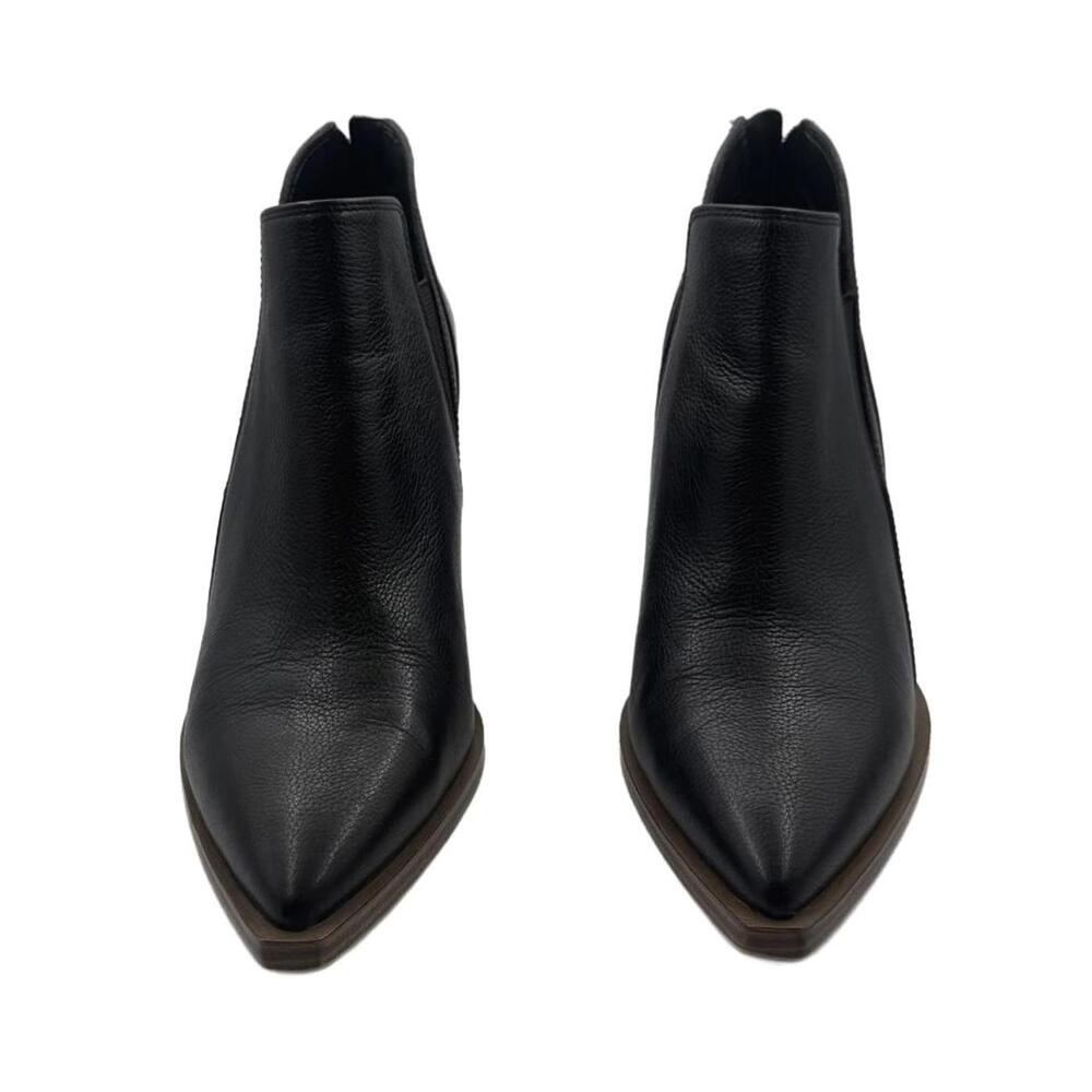 Vince Camuto Gradina Black Leather Ankle Booties Block Heel Size 8 - Picture 2 of 5